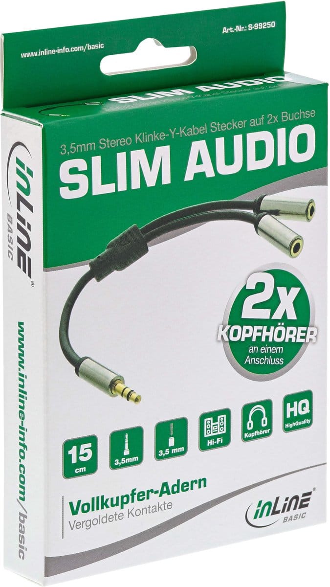 Premium 3,5mm Jack stereo audio splitter - 0,15 meter