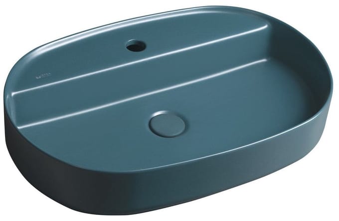 Isvea Infinity Oval Opbouwwastafel, 60x40cm, groen Petrol mat