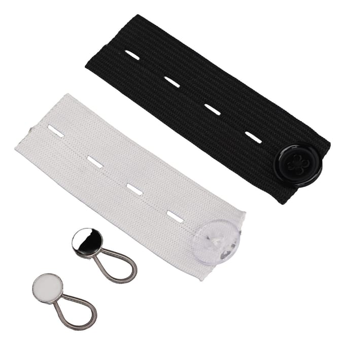 Set van 20 verlengknopen met 10 elastische tailleverlengknopen en 10 kraagverlengknopen voor white