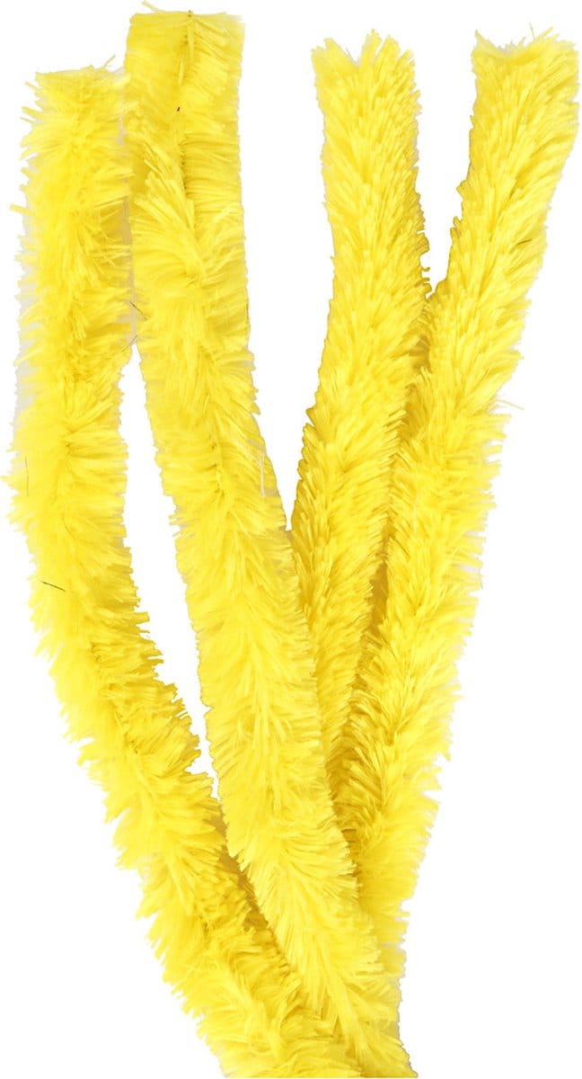 Chenille, L: 40 cm, dikte 30 mm, geel, 4 stuk/ 1 doos