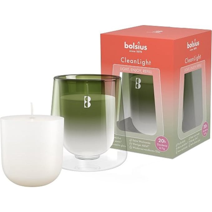 4 stuks Bolsius cleanlight transparant glas 115/55 met vulling (20 uur) Gardenia - Fig