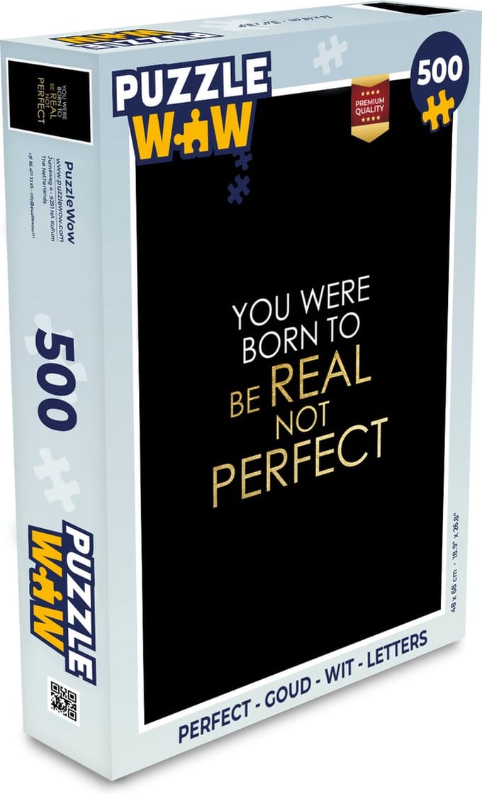 Puzzel Perfect - Goud - Wit - Letters - Legpuzzel - Puzzel 500 stukjes