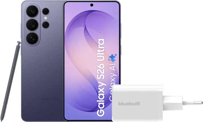 Samsung Galaxy S26 Ultra 512GB Donkerblauw 5G + BlueBuilt Oplader 65 Watt Wit