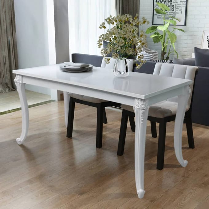 vidaXL - Eettafel - 116x66x76 - cm - hoogglans - wit