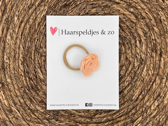 Elastiek - per stuk - hippe kleuren - met bloem - meisjes - blossem - zalmroze
