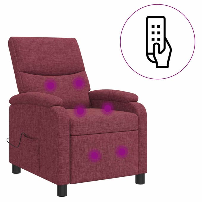 vidaXL - Massage - Relaxstoel - Wijnrood - Stof