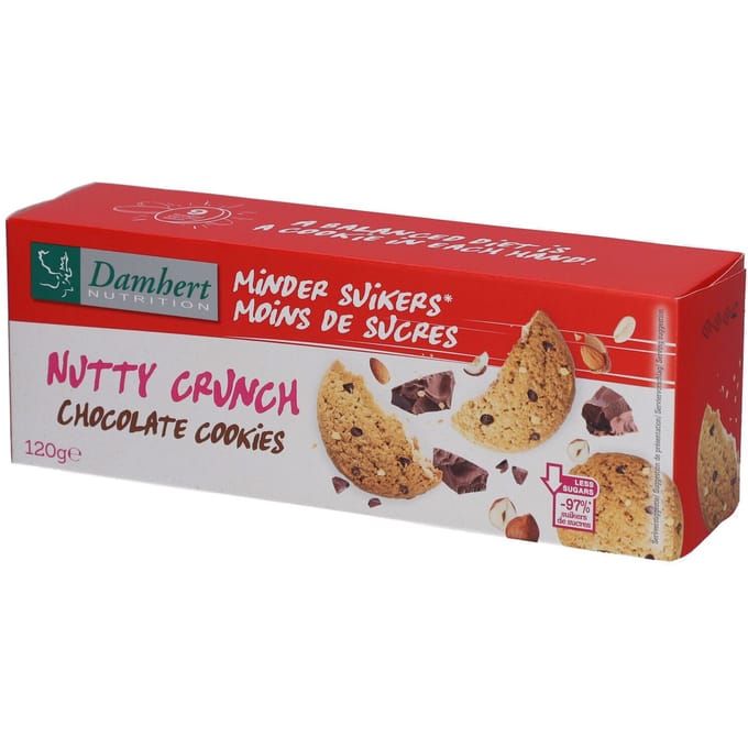 Damhert Minder suikers Nutty Crunch Chocolate Cookies 120 Koekjes