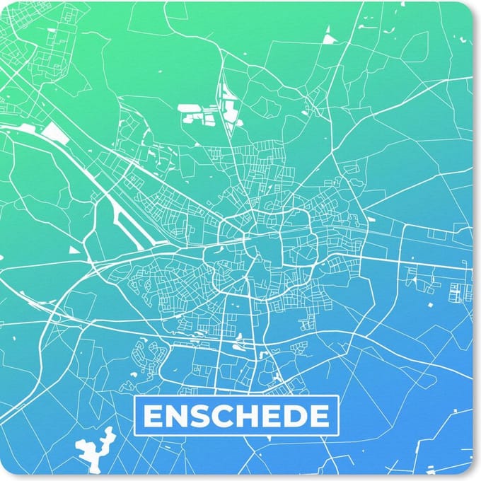 Muismat 20x20 cm - Mousepad Stadskaart - Enschede - Blauw - Groen - Muismatten