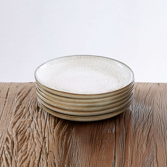 LOBERON Dessertbord set van 6 Marnis grijs/bruin