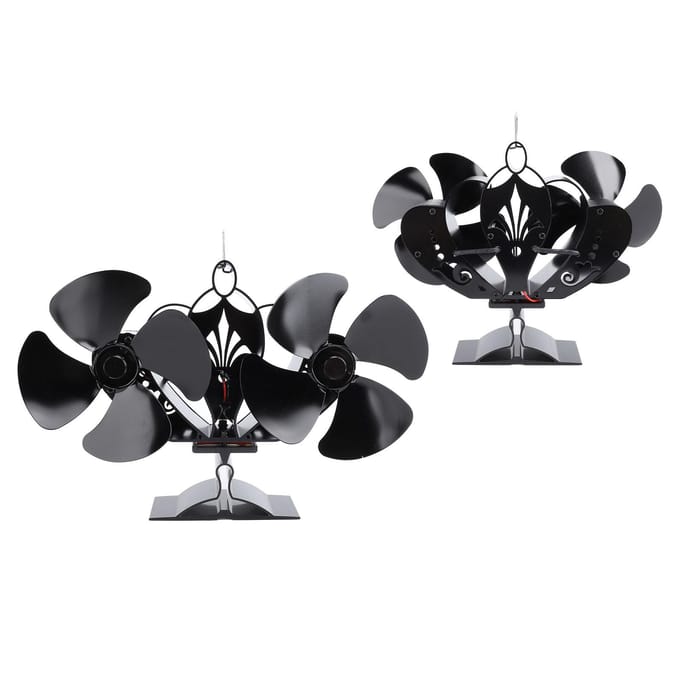 8 Bladen Houtkachelventilator Aluminiumlegering Stil Efficiënt Warmteaangedreven Haardventilator met Magneet black