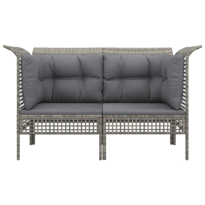 vidaXL - Tuinhoekbanken - met - kussens - 2 - st - poly - rattan - grijs