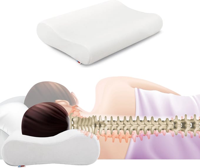 Reh4Clinic - Orthopedisch hoofdkussen met memory foam - Formaat: Maxi: 66 x 36 x 11 cm