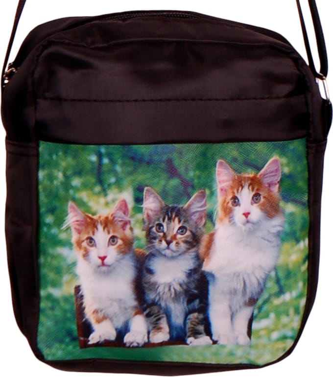 Schoudertasje met 3 gevlekte katten - 18x18x4cm