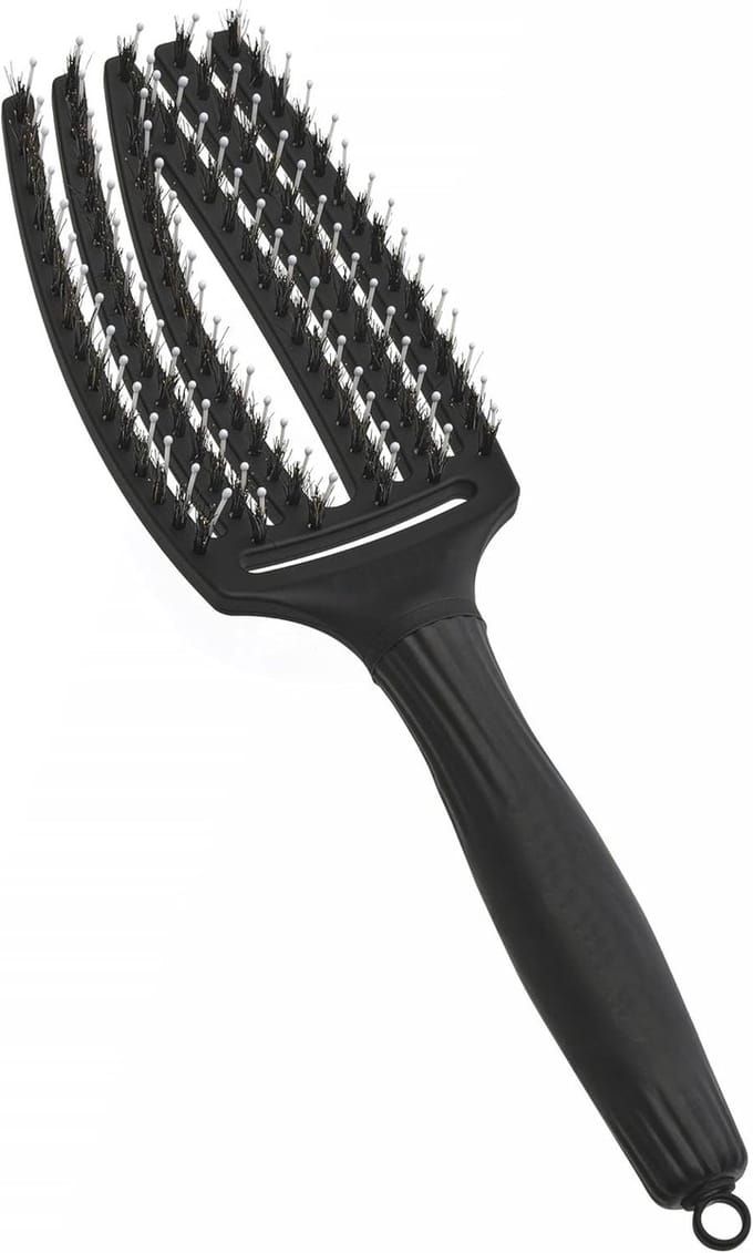 Famanu - Fingerbrush borstel, everzwijn & nylon haren, medium, zwart