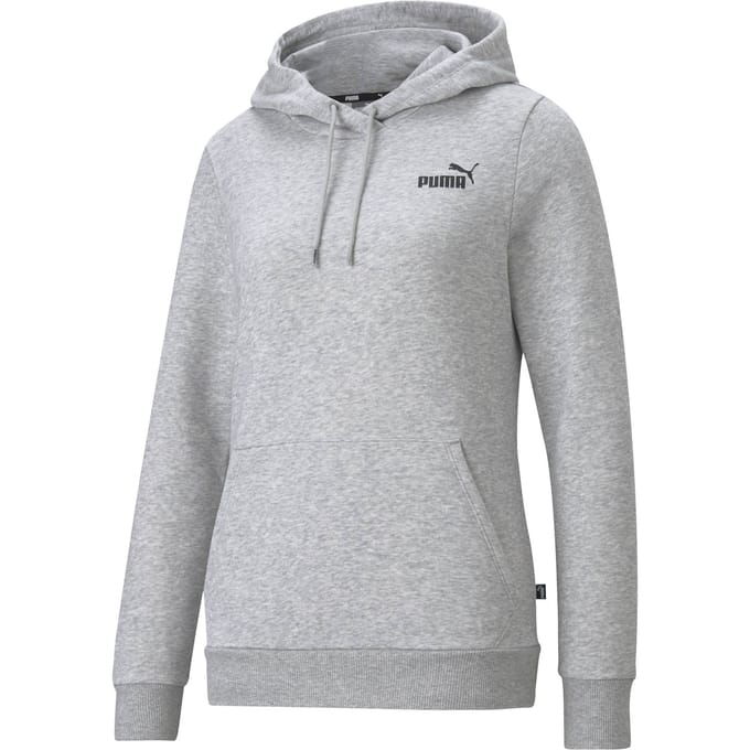 PUMA ESS Small Logo Hoodie FL Dames Trui - Lichtgrijs - Maat S