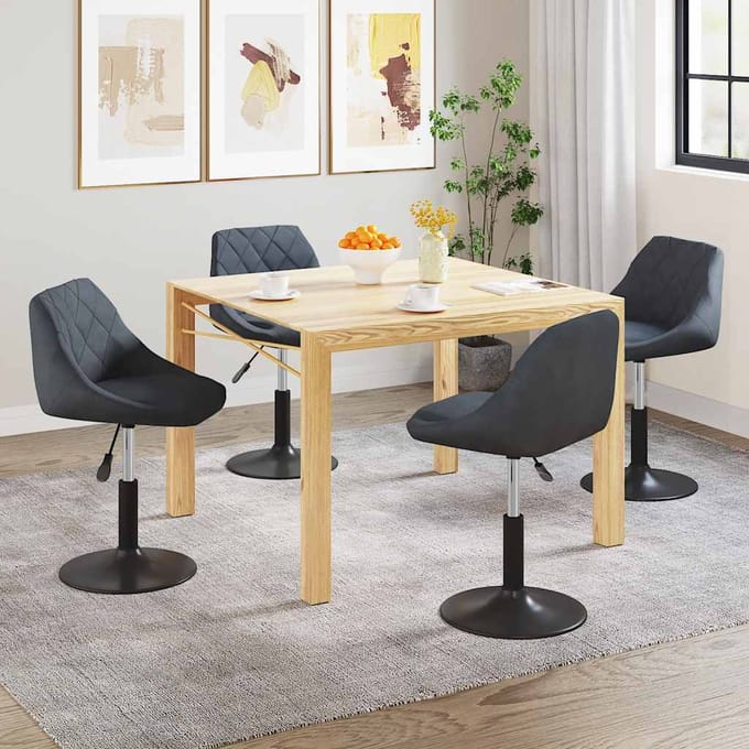 vidaXL - Eetkamerstoelen - draaibaar - 4 - st - fluweel - donkergrijs