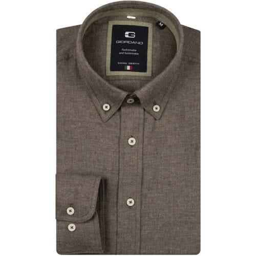 Giordano Overhemd Loretto Button-Down Melange Flanel Twill Kitt / male
