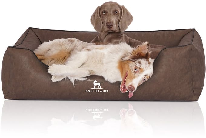 Knuffelwuff Hondenbed Henderson van kunstleer XL 105 x 75cm bruin