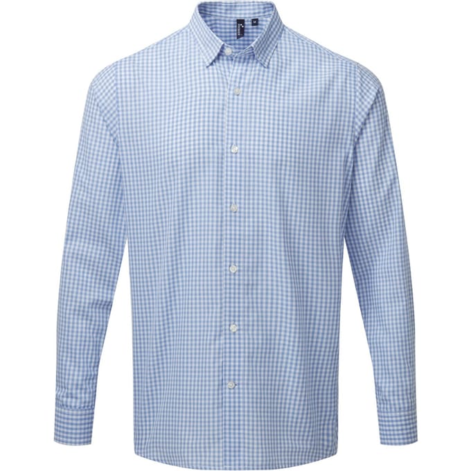 Premier Heren Maxton Check Shirt met lange mouwen (Lichtblauw/Wit)