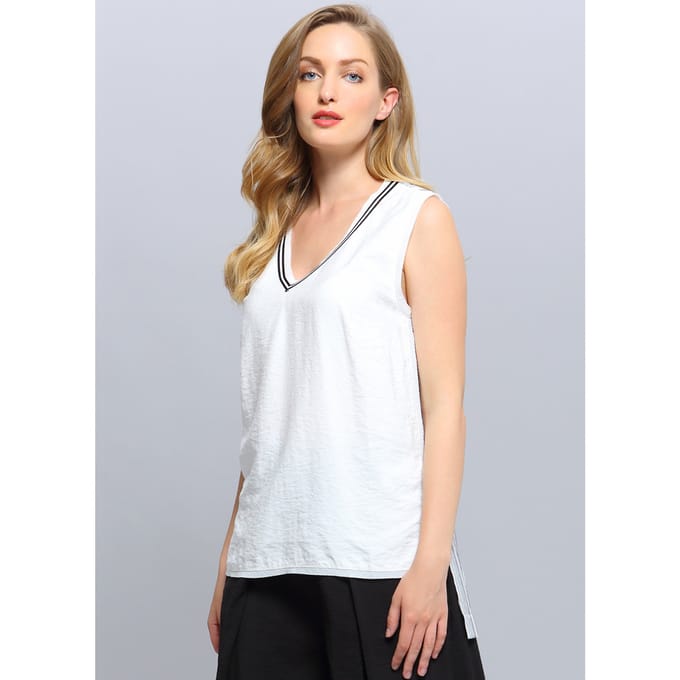 Lange v-halsbi-materiaal top
