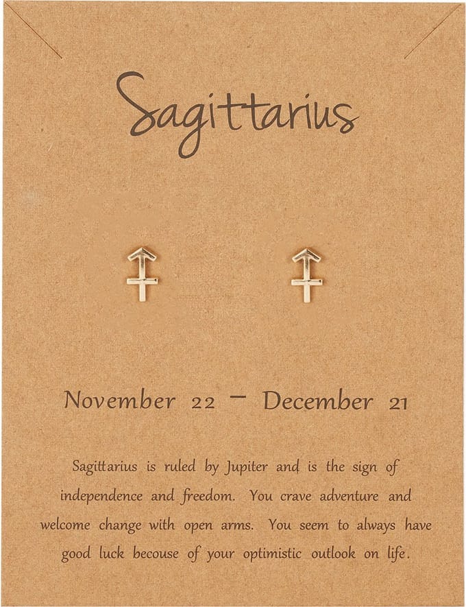 Bixorp Stars Boogschutter / Sagittarius Oorbellen Goudkleurig Sterrenbeeld - Zodiac Oorknopjes