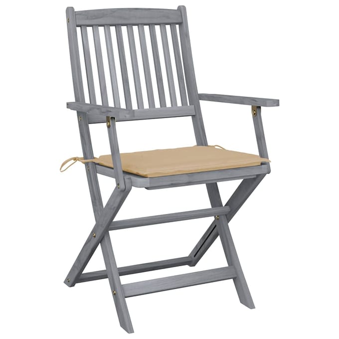 vidaXL - Inklapbare - stoelen - 6 - st - met - kussens - massief - acaciahout