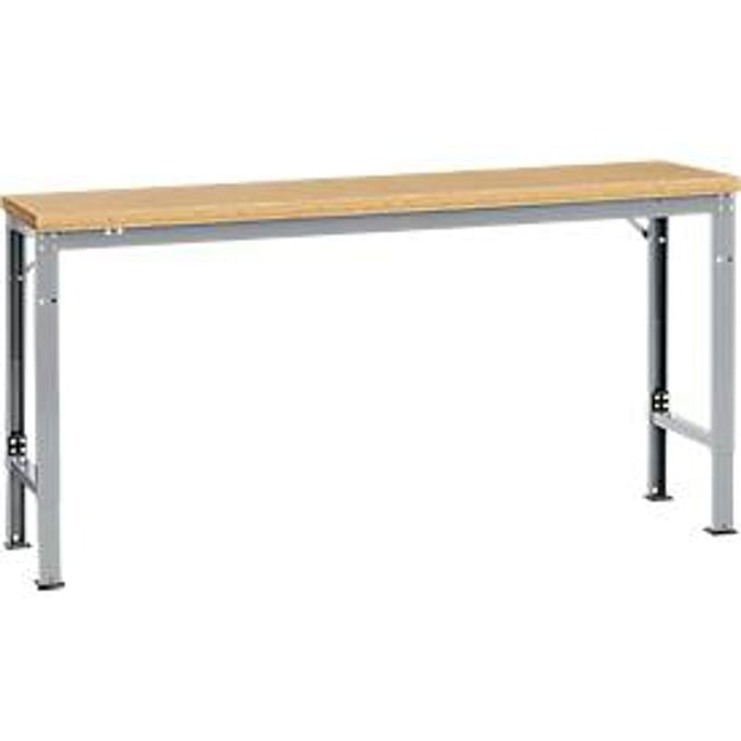 Manuflex basistafel UNIVERSAL Speciaal, 1750 x 800 mm, multiplex natuur, aluminium zilver