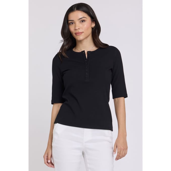 Geribbelde Elbow Sleeve Henley