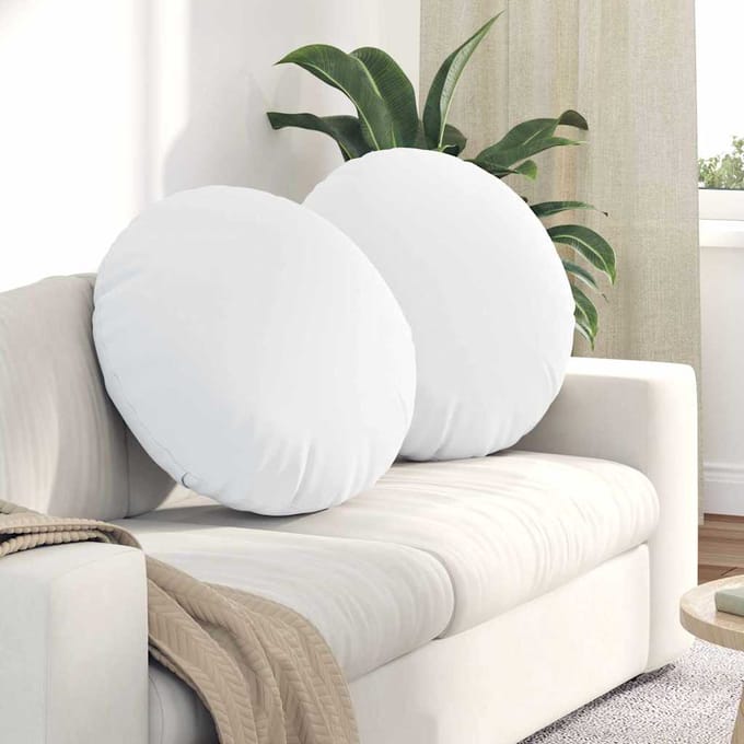 vidaXL - Zitkussens - 2 - st - Stof - Wit - Ø80 - x - 29 - cm