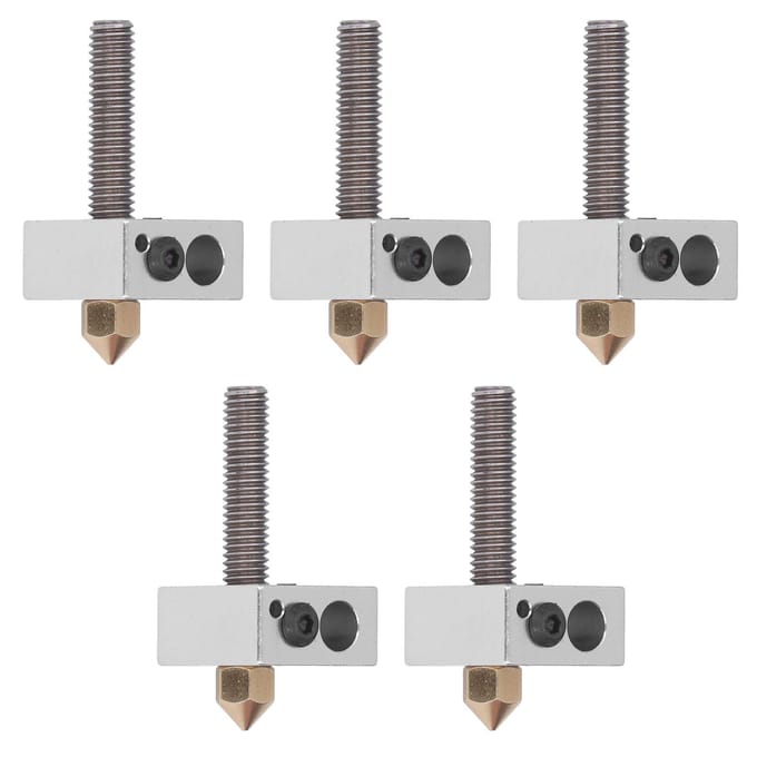 5 Set 3D Printer Hotend Messing Nozzle Keelbuis Verwarmingsblok Extruder Onderdelen voor Anet A8 A2 white