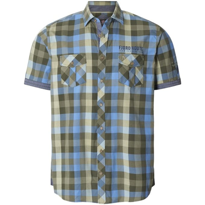 Jan Vanderstorm herren Overhemd Met Korte Mouwen - 51/52 - turquoise - Plus Size