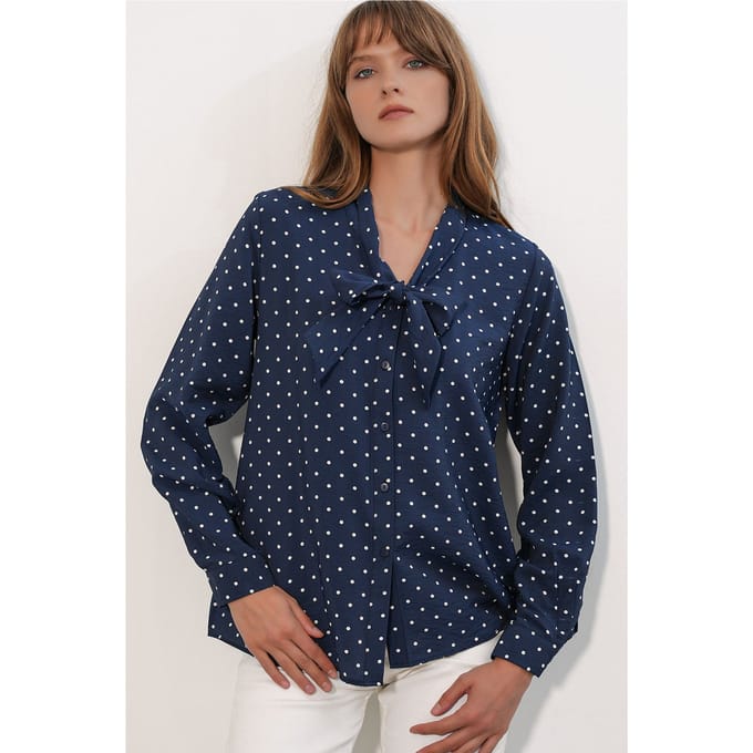 Gestippelde Poplin Blouse
