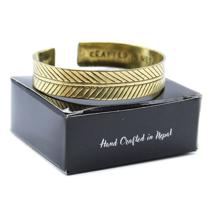 Tibetaanse armband van messing - breed tribaal blad