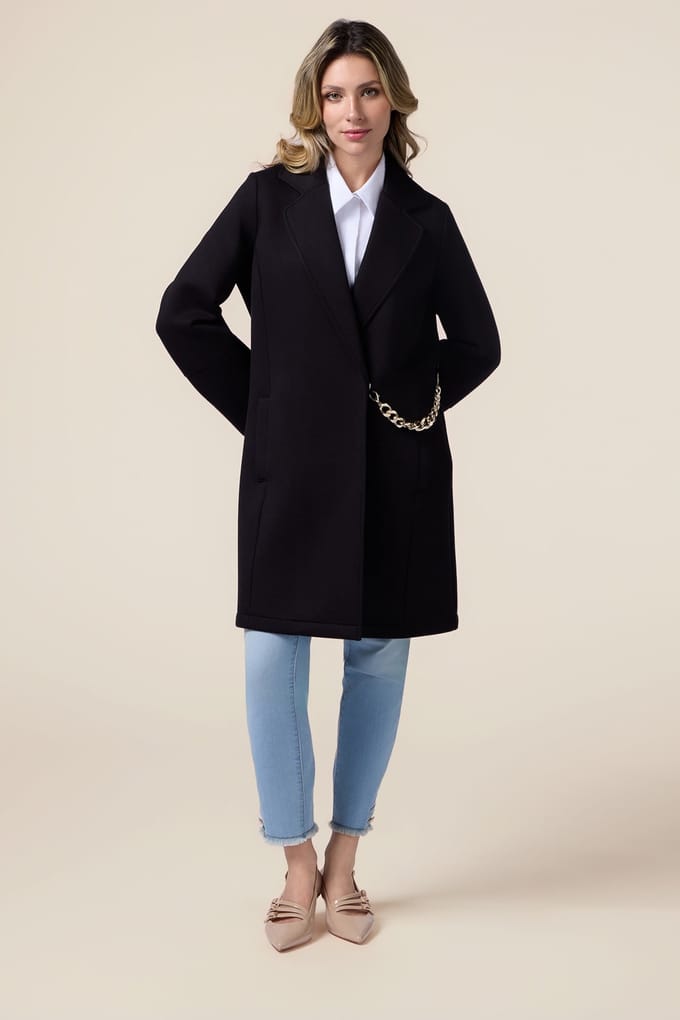 Oltre Scuba Fabric Coat Black Taglia: 44 | Cappotti monopetto Outlet | Donna | Nero