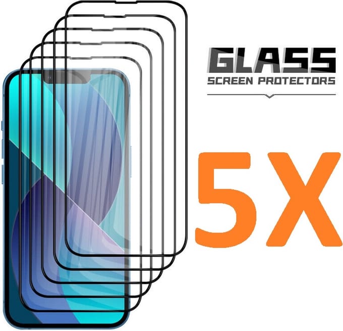 Screenprotector Glas - Full Coverage Tempered Glass Screen Protector [volledige dekking] - 5x Geschikt voor: Apple iPhone 15