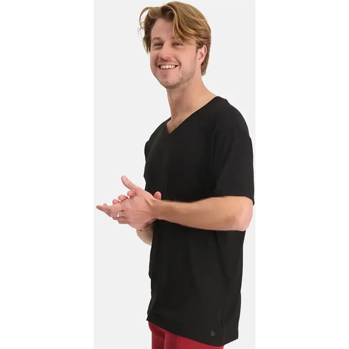 Comfortabel & Zijdezacht Bamboo Basics T-Shirts Vance V-hals (2-pack) - Zwart - M