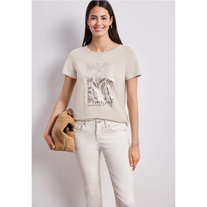 Shirt met ronde hals en foliedruk