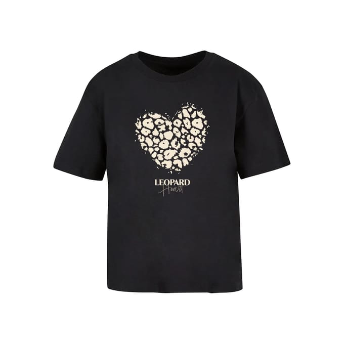Merchcode Dames-T-shirt Ladies Leopard Heart Everyday Tee MP502902