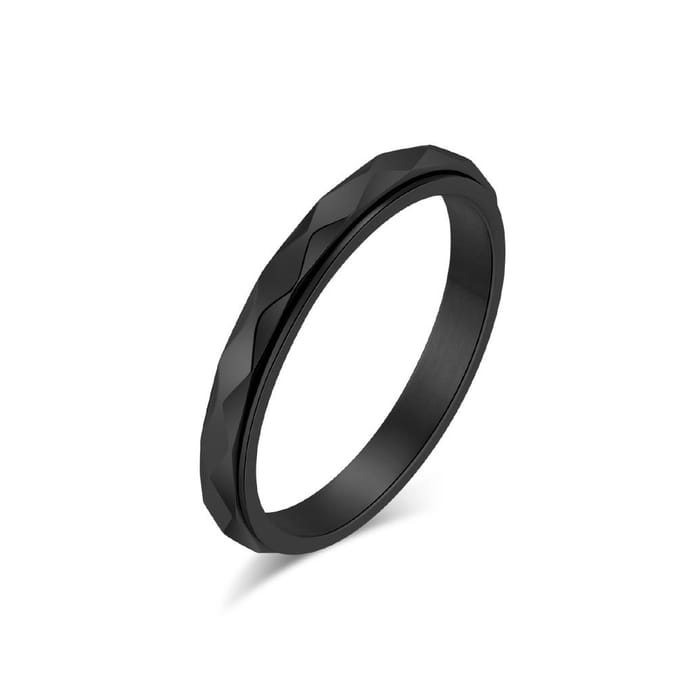 Bague Queue Anneau Style Froid Neutre Forme Diamant Rotative Décompression Acier Titane Fonctionnalité No. 10 black
