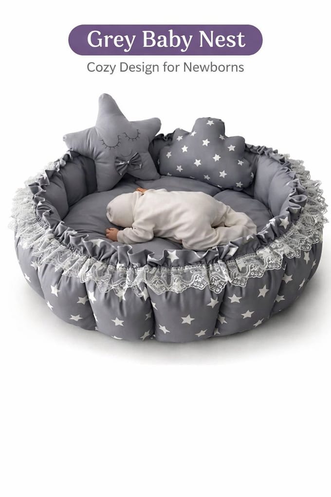 Premium Baby Speelkleed & Babynestje- Incl. 2 Kussens - Grijs