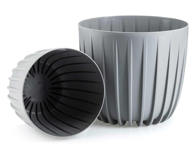 HowHomely Stripped - Bloempot - Grijs - 18xh15,6 cm - Weerbestendig