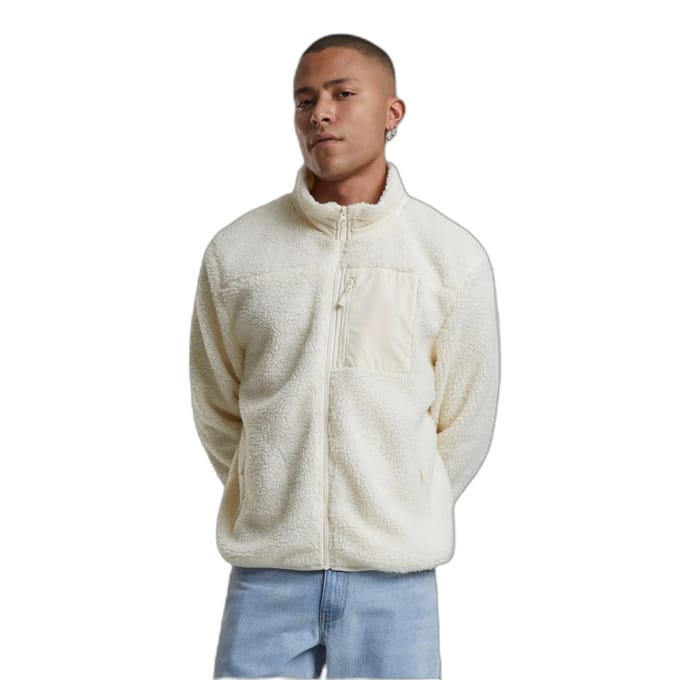 Urban Classics - Teddy With Stand Up Collar Jacket - M - Beige