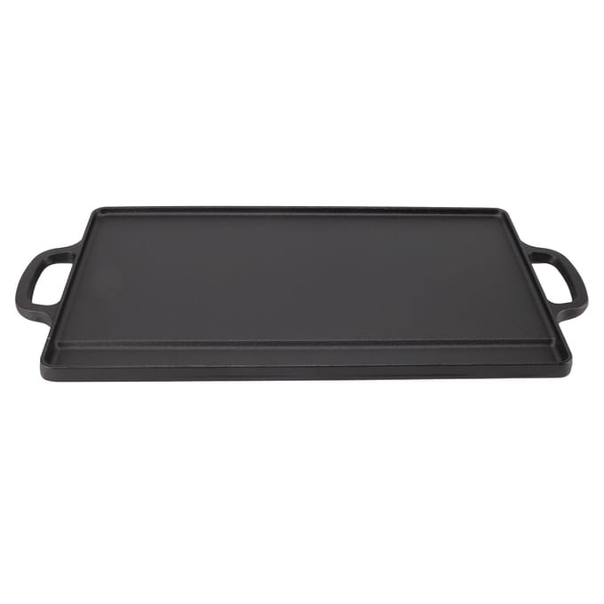 Dubbelzijdige gietijzeren bakplaat, snelle gelijkmatige verwarming, omkeerbare grillplaat voor buiten kamperen, gas Large black