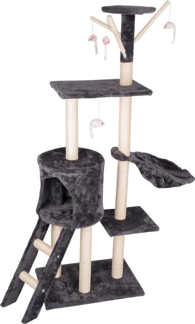maxxpro Kattenmeubel - 140 x 50 x 35 CM - MDF/ Sisal/ Pluche - Donkergrijs