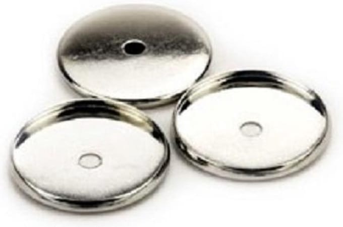 Cover with 1 hole, Round, 20mm Top, Platinum, 3 pcs