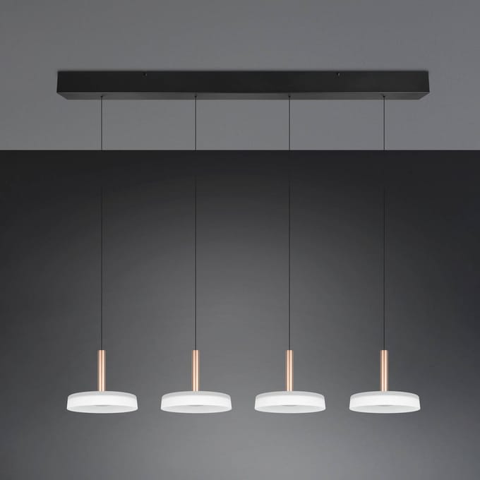 Trio Lighting LED hanglamp Celeste wit/bruin 115 cm 4-lamps glas dimbaar