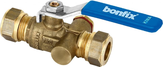 Bonfix - messing knelkoppeling / knelfitting kogelkraan zonder aftap 28mm FF