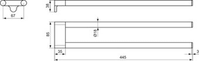 Ideal Standard Connect Handdoekstang 85x445x38 mm, A9181AA