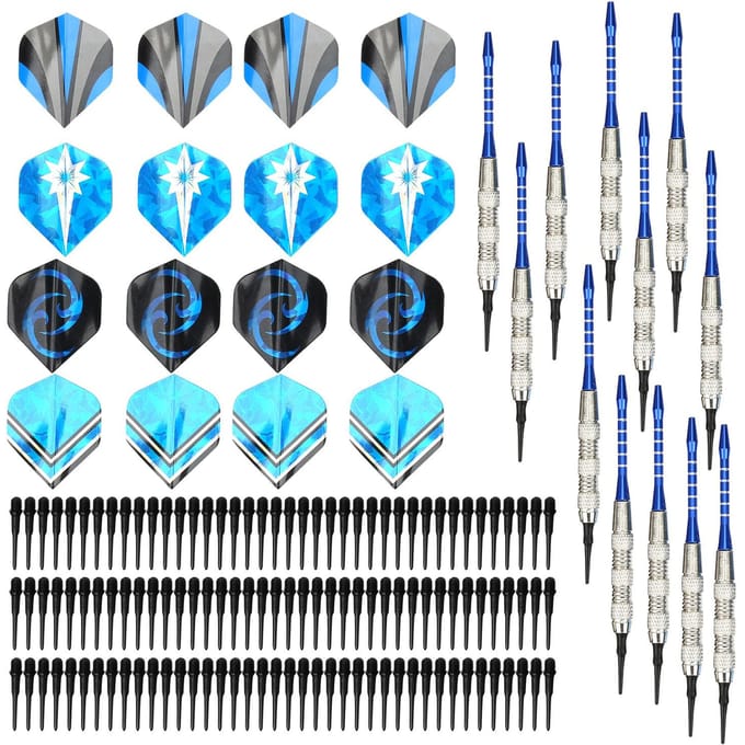 12 stuks Veiligheid Zachte Dart Set Aluminium Dart Rod Plastic Dart Tip Sport Uitrustingen blue