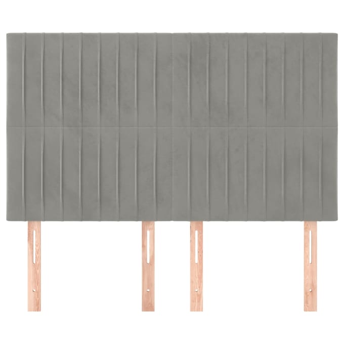 vidaXL - Hoofdbord - lichtgrijs - 144x5x118/128 - cm - fluweel